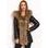 Women's winter jacket with real fox fur Due Linee - Black -