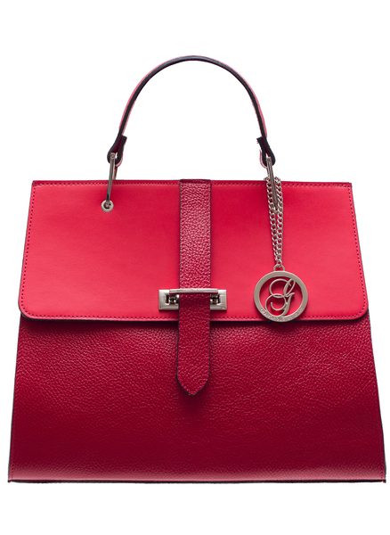 Dámská luxusní kabelka do ruky stříbrné zapínání - červená -