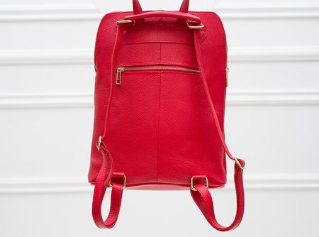 Dámský kožený batoh jednoduchý - červená