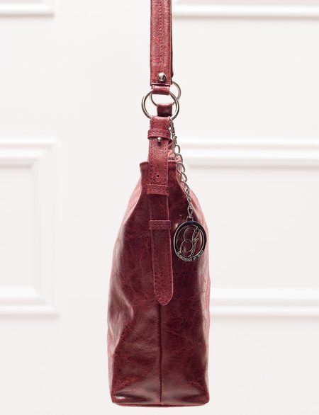 Dámská kožená kabelka vínová měkká lesklá -