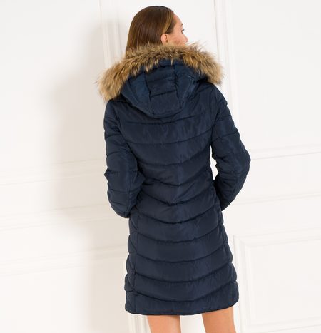 Winter jacket with real fox fur Due Linee - Blue -