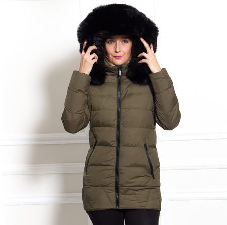 Dámská zimní bunda vajíčkový střih army zelená -