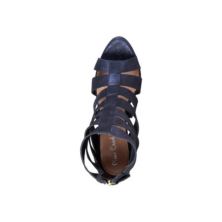 Dámske kožené páskové sandále tmavo modré -