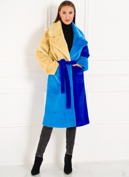 Dámský oboustranný kabát tricolor modrá -