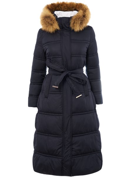 Winter jacket with real fox fur Due Linee - Black -