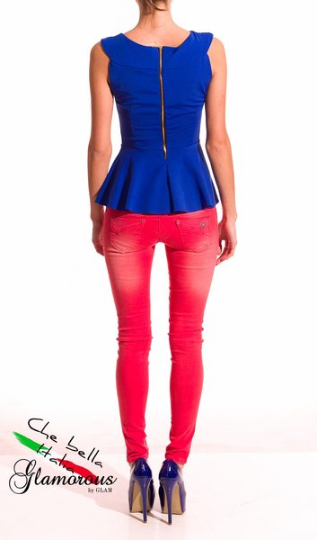 Peplum top modrý -