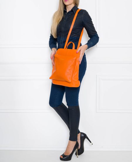 Women's real leather backpack Glamorous by GLAM - Orange -