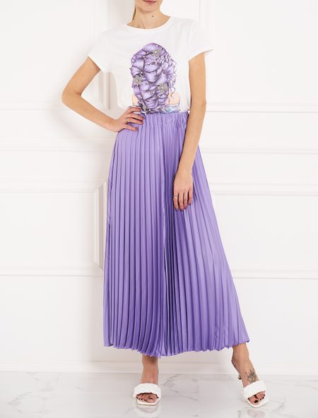 Dámska plisované saténová sukňa - lila -