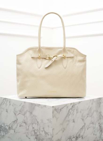 Kožená kabelka přes rameno béžová -