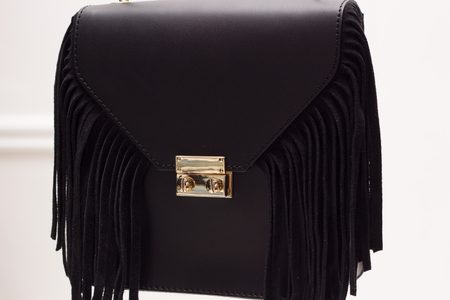 Dámská luxusní kožená kabelka přes rameno - černá