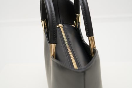 Kožené elegantné kabelka malá - čierna -