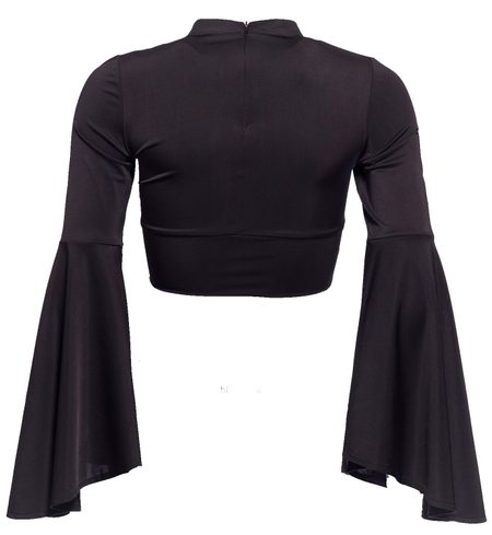 Dámske luxusné crop top s volánmi - čierna -