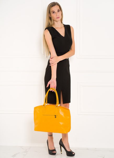 Damska skórzana torebka na ramię Glamorous by GLAM Santa Croce -żółty -