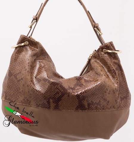 Borsa a spalla da donna in pelle Glamorous by GLAM - Beige -