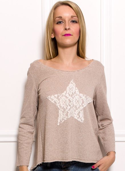 GbyG mikina s krajkou a hvězdou béžová -