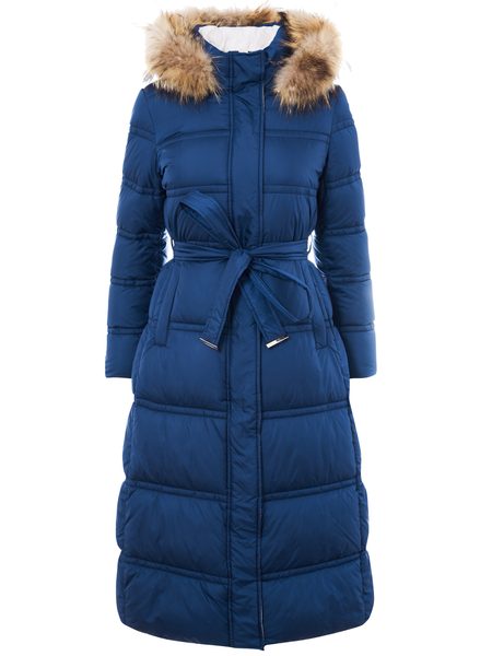 Winter jacket with real fox fur Due Linee - Blue -