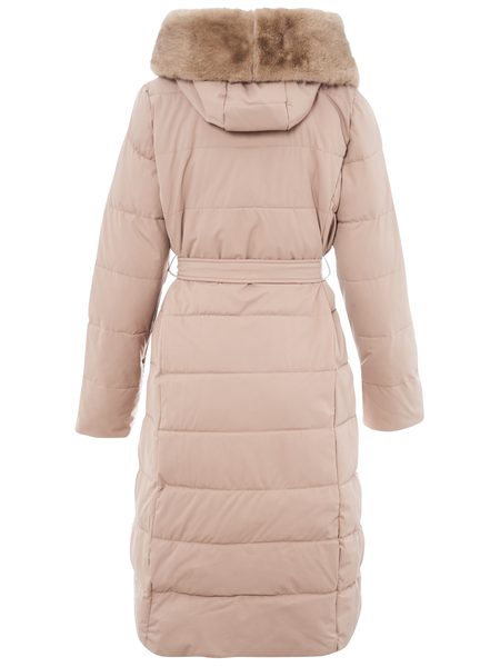 Dámská béžová zimní bunda s vegan fur lemováním -