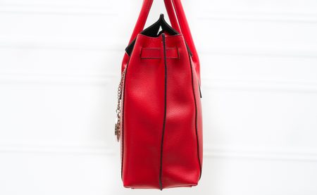 Kožená kabelka otočné zapínání - červená -