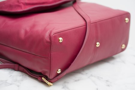 Real leather shoulder bag TWINSET - Wine -