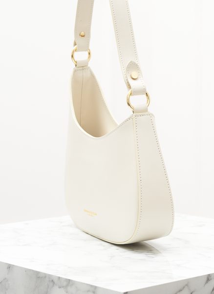 Kožená kabelka ražená béžová -