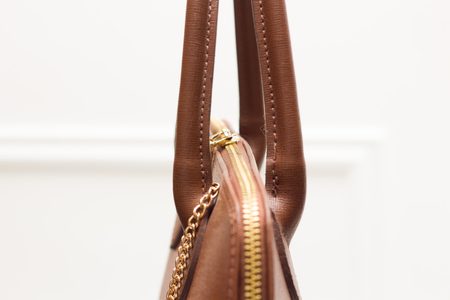 Dámska kožená kabelka zo safiánové kože - hnedá -