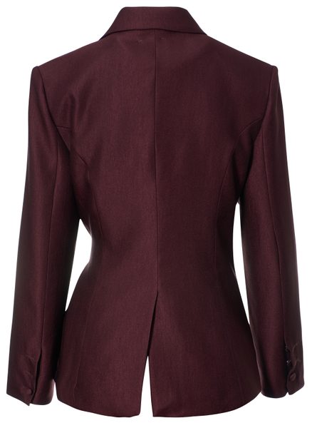 Costum damă burgundy cu cataramă aurie -