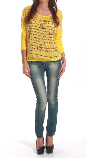 Dámské delší tričko - top žluté -