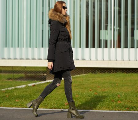 Winter jacket with real fox fur Due Linee - Black -