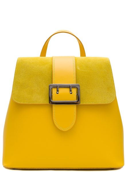 Mochila de mujer de cuero genuino Glamorous by GLAM - Amarillo -