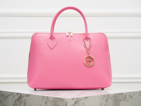 Dámská kožená kabelka ze safiánové kůže - růžová -
