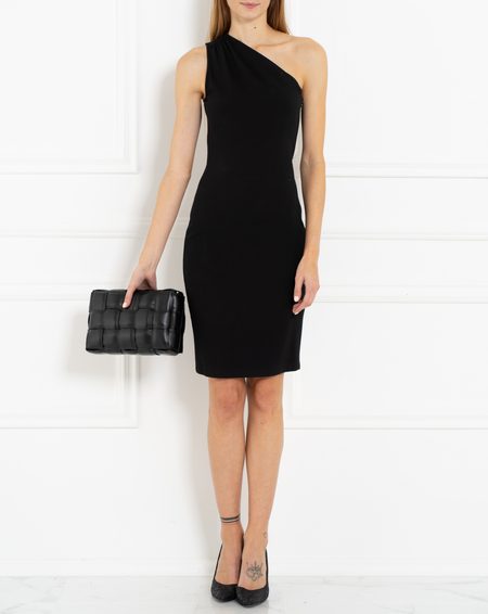 Kožená crossbody kabelka / psaníčko proplétané - černá -