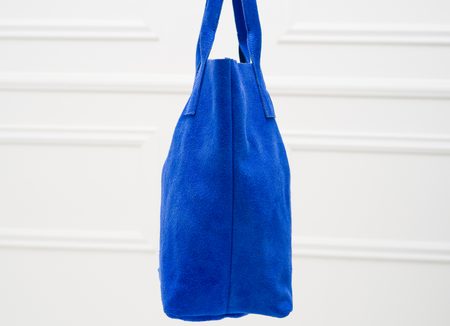 Dámská kožená kabelka shopper semiš - královsky modrá -