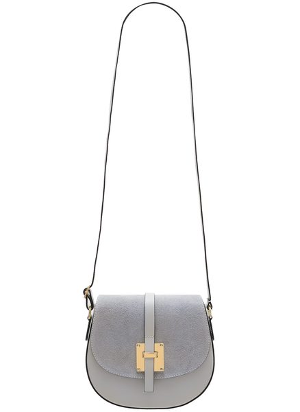 Dámská kožená crossbody kabelka kombinace semiš - šedá -