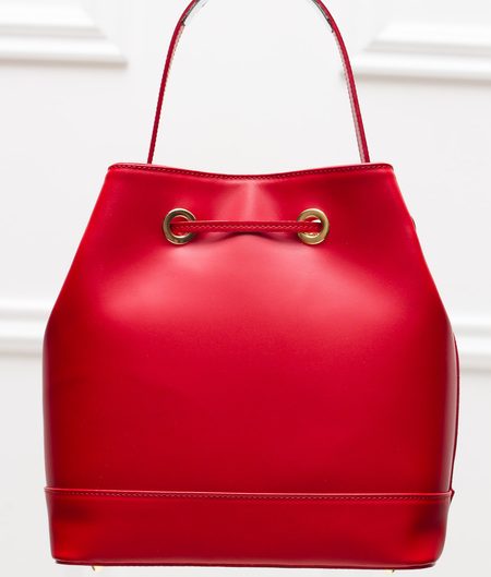 Dámská kožená kabelka vak - červená -