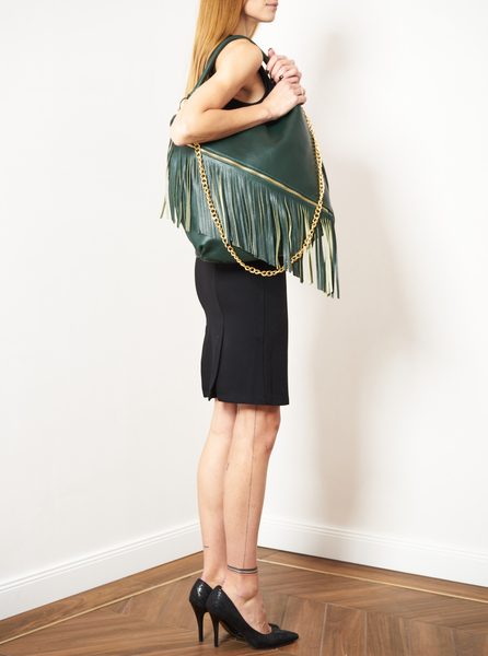 Damska skórzana torebka na ramię Glamorous by GLAM - zielony -