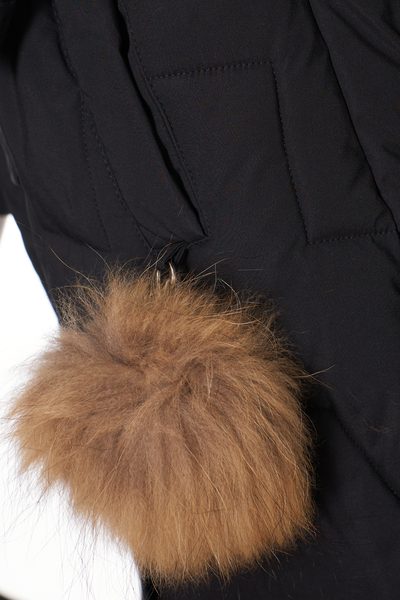 Geacă de iarnă pentru femei cu blană naturală de raton, neagră -