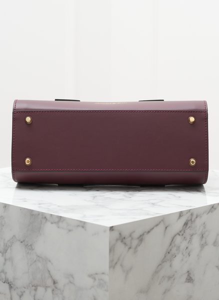 Kožená kabelka do ruky vínová -