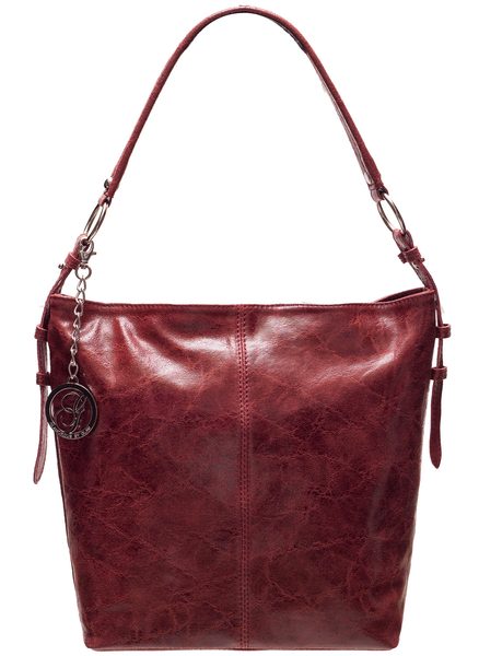 Dámská kožená kabelka vínová měkká lesklá -