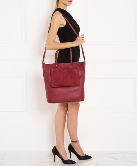 Real leather shoulder bag TWINSET - Wine -