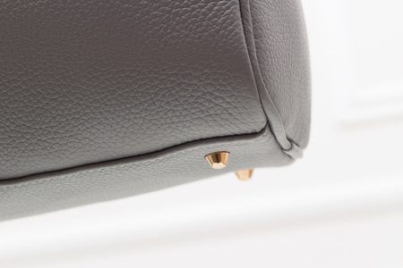 Dámská kožená kabelka kulatý tvar - šedá -