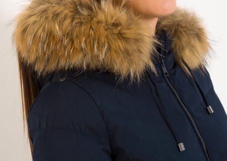Damska kurtka zimowa z prawdziwym lisem Due Linee - niebieski -