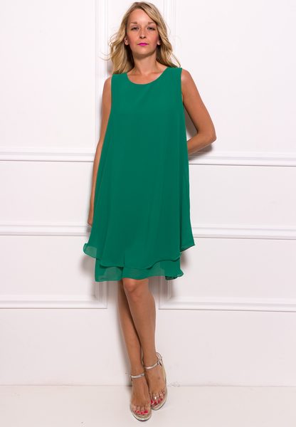 Dámske šifónové dlhšie šaty voľný strih - zelená -