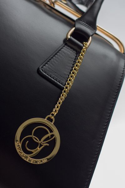 Dámská kožená kabelka kufřík - černá -