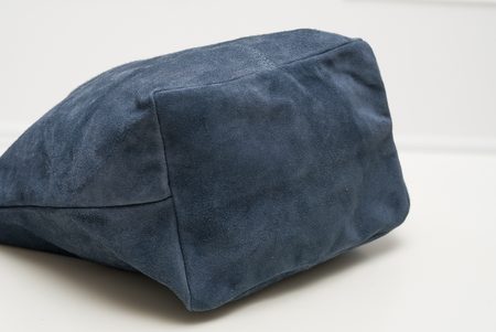 Dámská kožená kabelka shopper semiš - modrá -