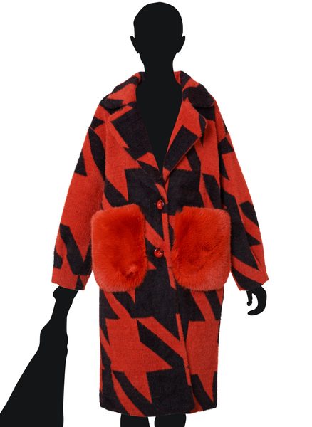 Dámský oboustranný kabát s kapsami oranžový -