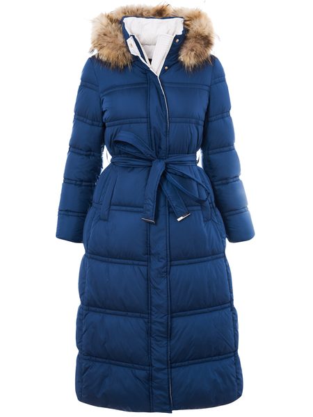 Winter jacket with real fox fur Due Linee - Blue -