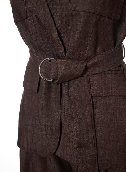 Compleu damă vestă și pantaloni jeans maro -