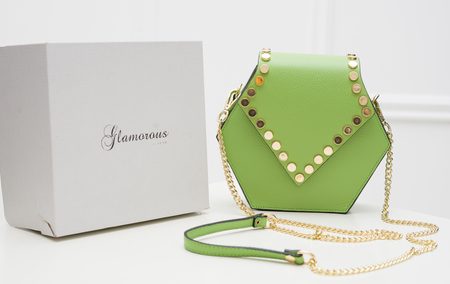 Damska skórzana crossbody torebka Glamorous by GLAM - zielony -