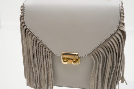 Dámská luxusní kožená kabelka přes rameno - šedá -