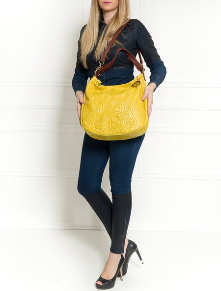 Real leather shoulder bag Glamorous by GLAM - Yellow -